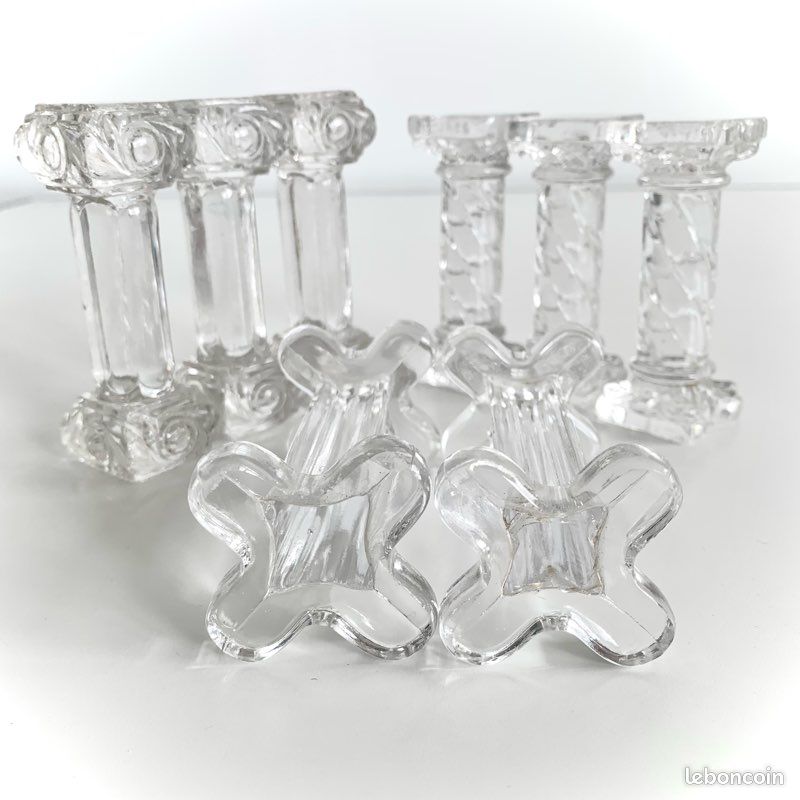 Lot De 16 Porte-couteaux En Verre Hexagonaux - Style Art Déco Vintage - Service De Table