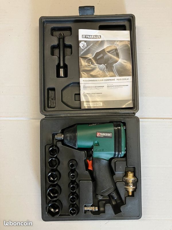 Clé à Chocs Pneumatique Parkside PDSS 310 B5 - 310 Nm, ½ Pouce - Coffret Avec Accessoires Neuf