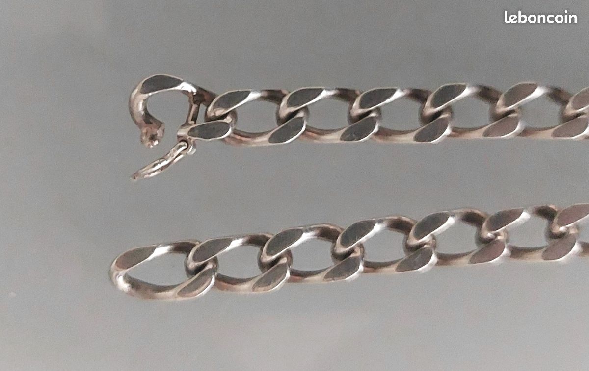 Bracelet Gourmette Ancien En Argent Massif 925 - Maille Chaîne Simple - Vintage