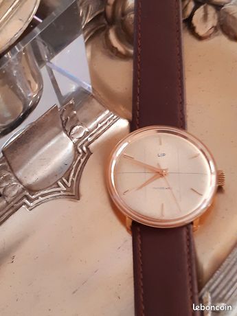 Montre Ancienne Lip Panoramic - Boîtier Acier, Bracelet Cuir Vert - Occasion