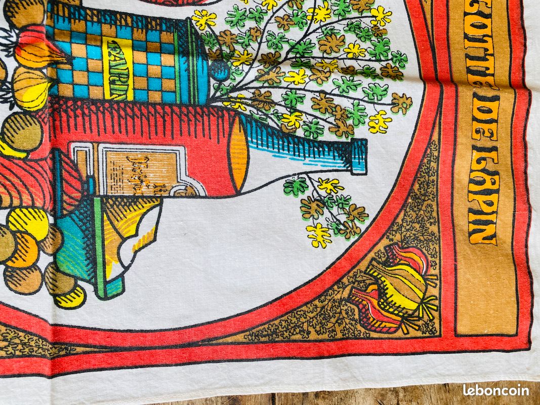 Vintage- Ancien torchon de cuisine-Gibelotte de Lapin-Préfontaines (image 4)