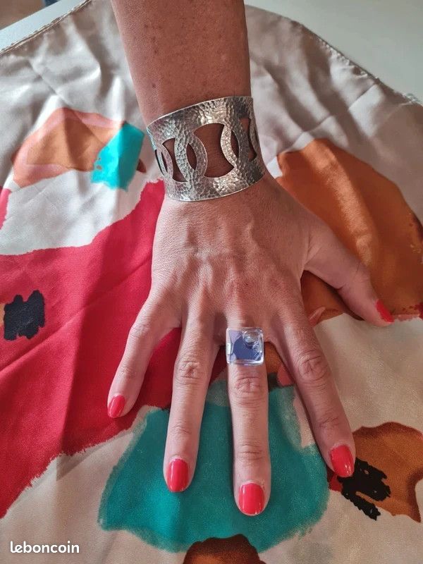 Bague en verre soufflée Carré Mini Transparent Pylones Montres