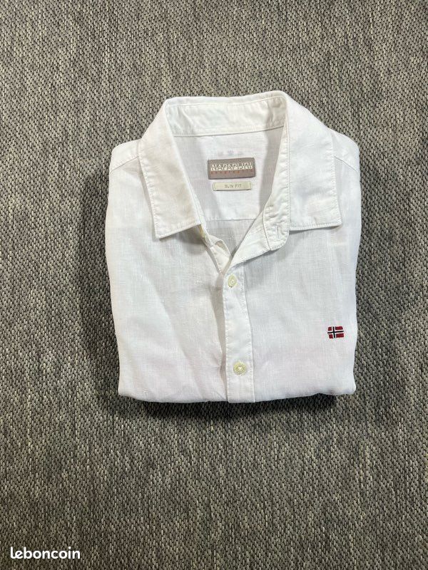 Chemise Napapijri Homme Taille L/XL - Occasion Très Bon état - Coton - Couleur Bleu/gris