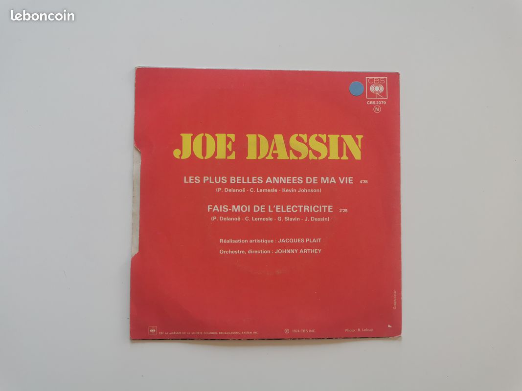 Vinyle 45 Tours Joe Dassin les plus belles années de ma vie (image 2)