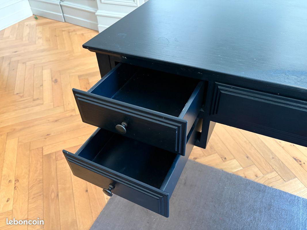 Bureau en bois noir 5 tiroirs - Cambronne (image 2)