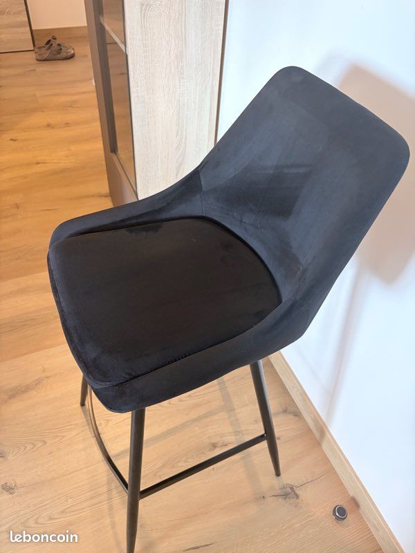 Chaises de Bar Velours Noir (image 3)