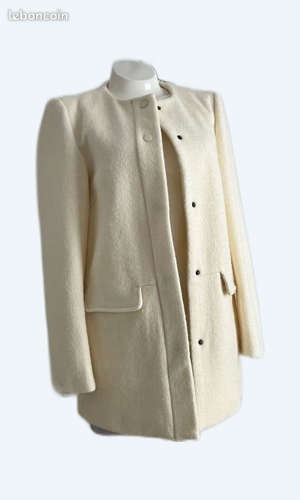 Manteau En Laine Bouillie Zara Zara Manteau Blanc Ecru Façon Laine