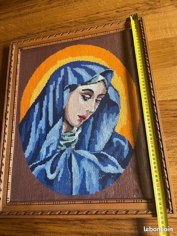 Tapisserie Française Vintage - Chérubins Sous Gazebo - Cadre Doré Sous Verre
