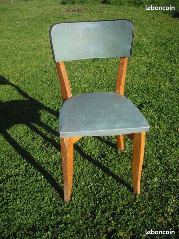 Chaise bistrot bureau simili vert vintage années 50 design moderniste (image 5)