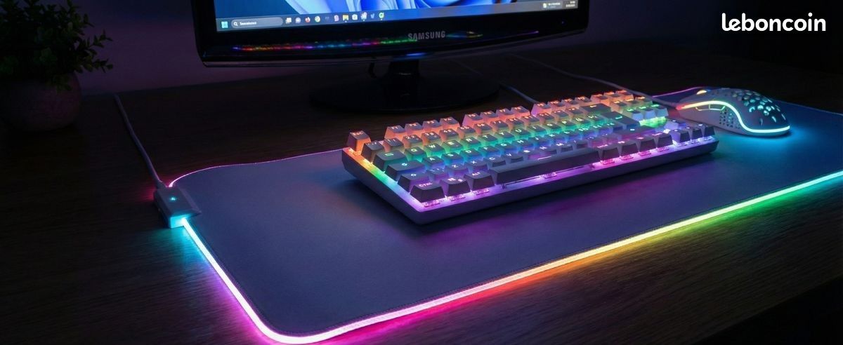 Pack Gamer CODREAM: Clavier + Souris + Tapis LED Rétro-éclairé - USB - Blanc