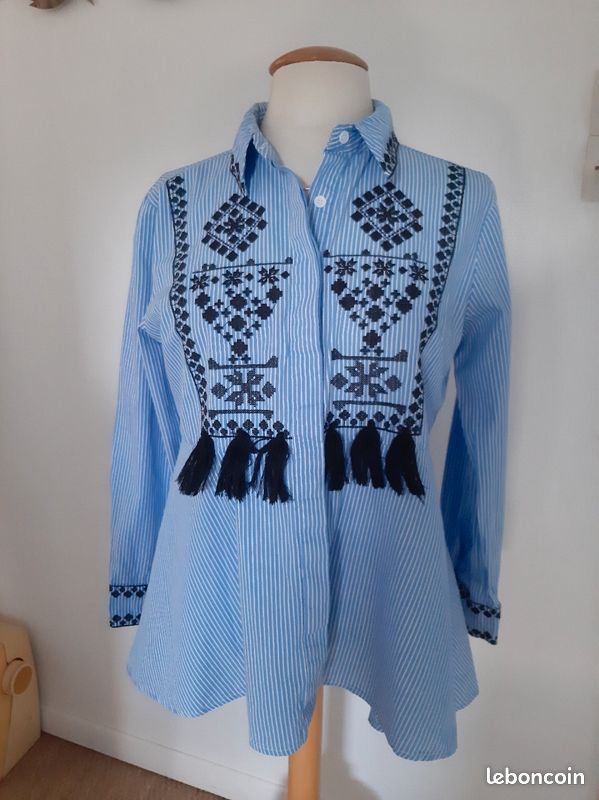 Chemise rayée brodée (image 1)