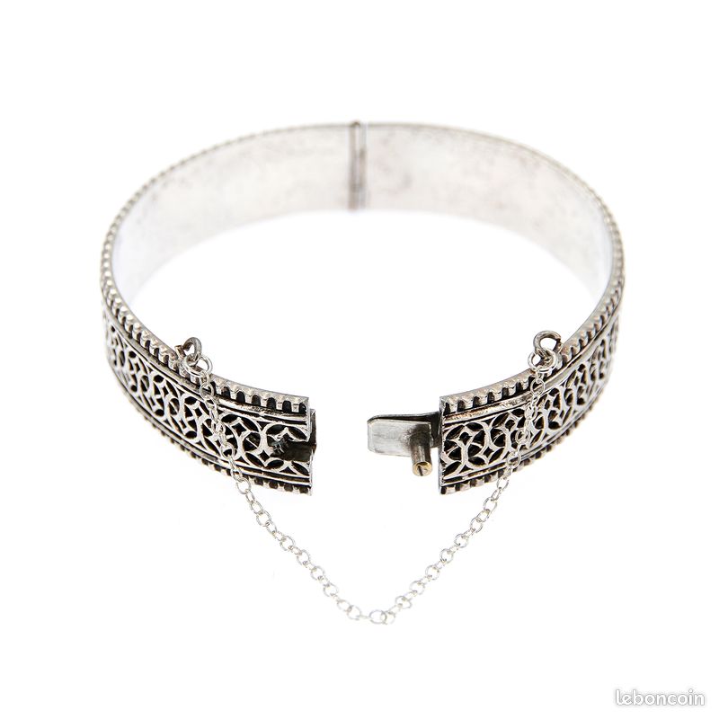 Bracelet jonc Touareg en Argent Motif Croix d'Agadez | Vintage Années 1970 à 1990 (image 10)
