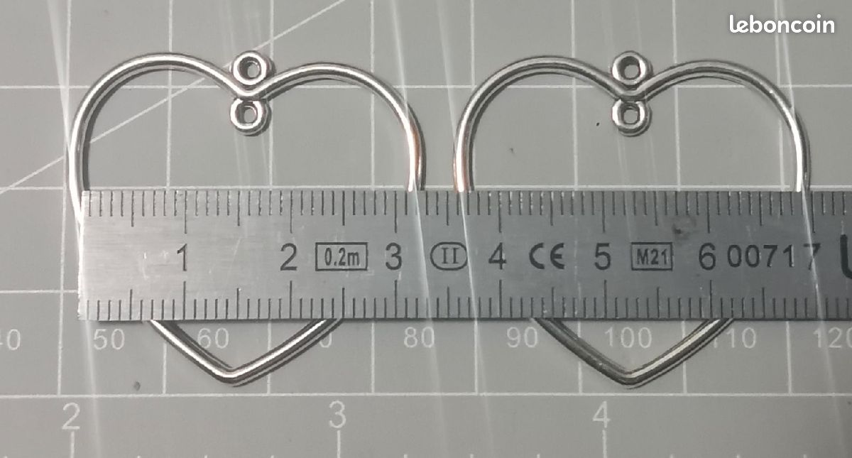 2 x pendentifs connecteurs cœur ~3 /3 cm en métal argenté (image 4)