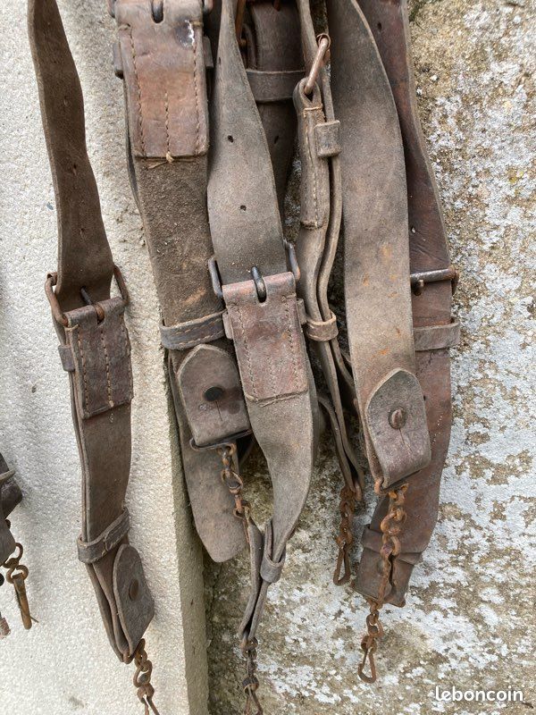 Lot de 6 sangles militaire en cuir ww2 militaria casque (image 4)