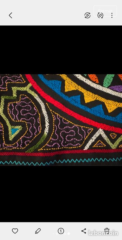 Grand Sac Mural Shipibo Péruvien Fait Main – Broderie Traditionnelle De La Jungle – Tissu Artisanal Vintage