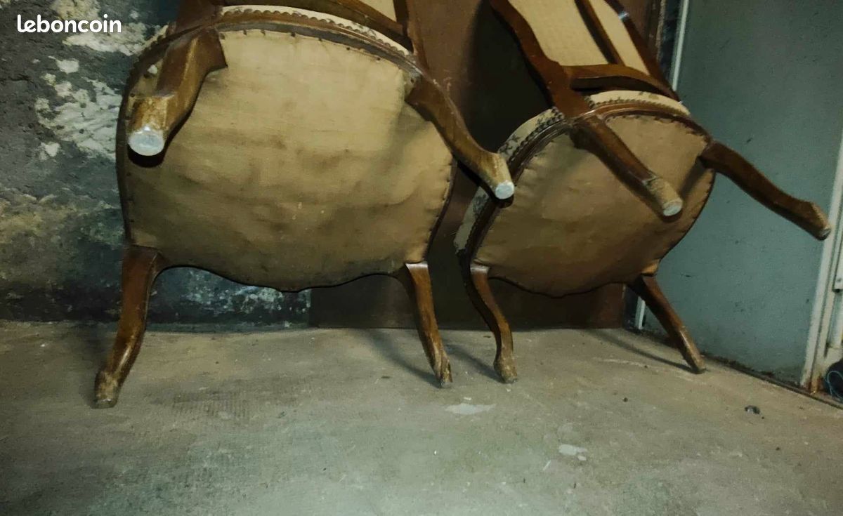 Lot/Paire fauteuil bas style Louis XV ancien siège Louis 15 (image 4)