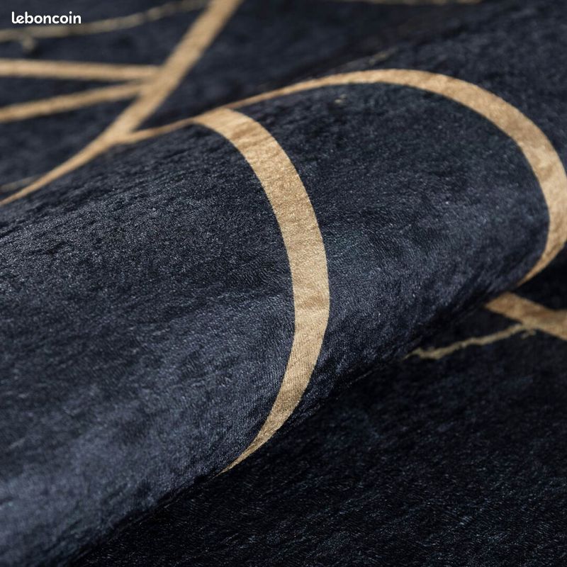 Tapis scandinave noir lavable en machine plat graphique Malines Noir 180x280 (image 5)