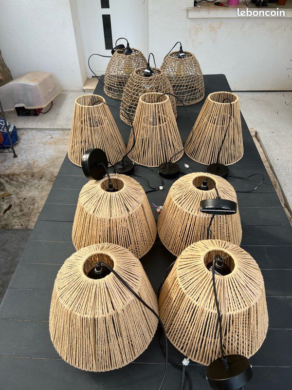 Lampe suspension en corde tissée (image 1)
