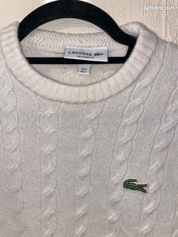 Pull unisex- Pullover lapland Lacoste torsadé en laine cardée