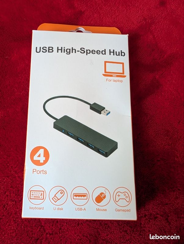 Hub USB Sangha 4 Ports - Neuf - Câble USB-A - Compact - Multiprise USB