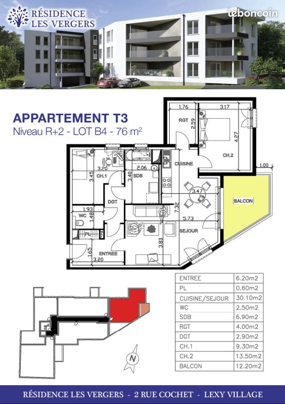 Appartement 3 pièces 76 m² · à Lexy · 76 m² · 271 115 €