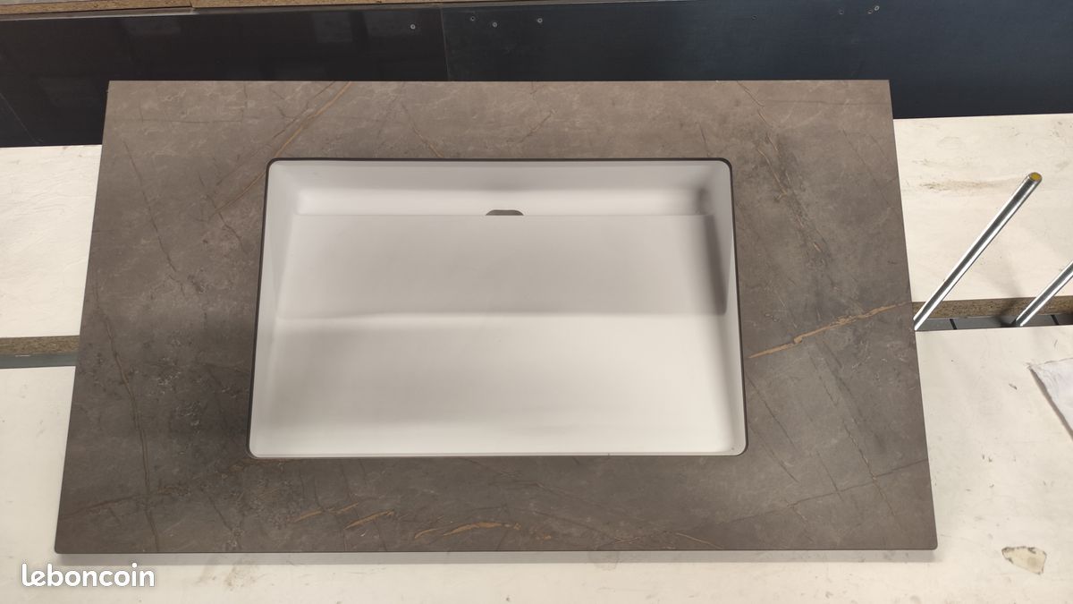 Vasque sous plan salle de bains + plan compact 80cm (image 2)