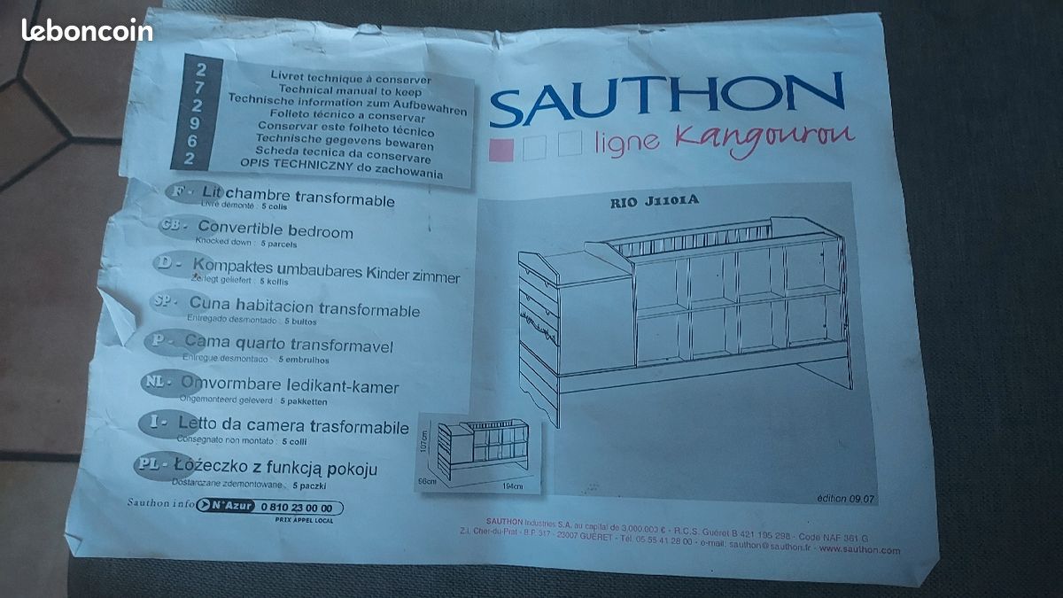 Lit chambre transformable Sauthon ligne Kangourou (image 1)