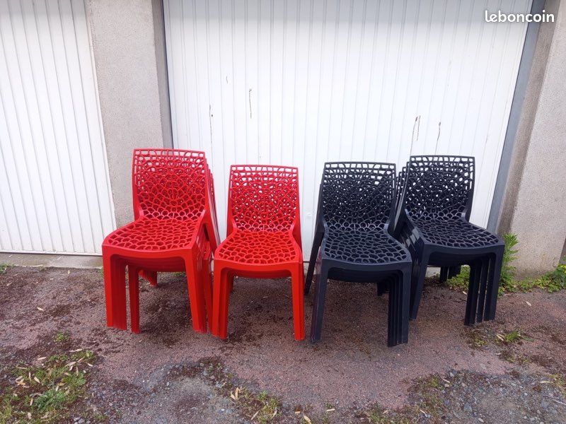 ⭐ Gros Lot de 10 Chaises Scandinaves polyurethane Design Rouges⭐ (image 3)