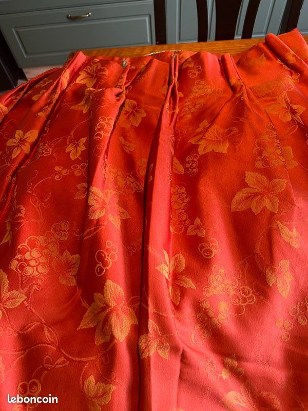 Magnifique, paire de double rideaux en satin orange - Décoration