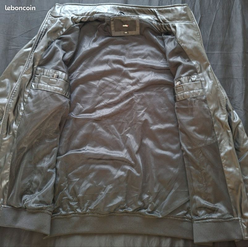 Veste Celio homme XXL simili cuir noir – style motard (image 7)