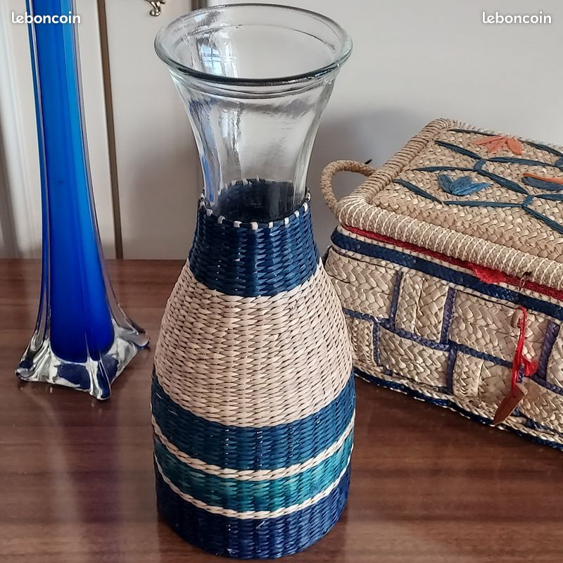 Panier porte bouteille en osier blanc ou 2 tons