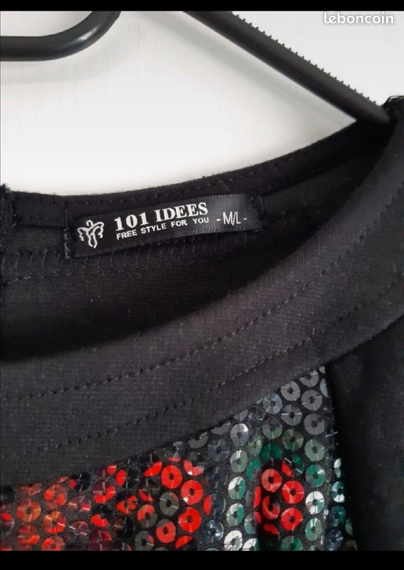 Robe droite chic à strasses colorés (image 3)