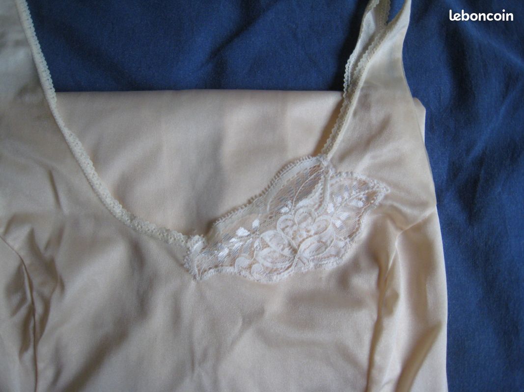 Combinaison & Fond De Robe Vintage En Dentelle Blanche - Taille 42 (fait 38) - Neuf Avec étiquette