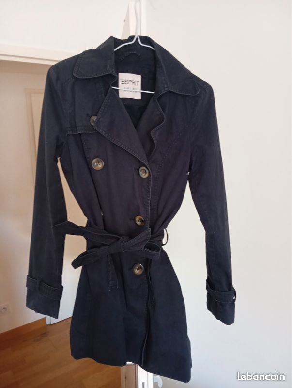 Trench-coat bleu marine Esprit – Taille 34 (XS) (image 1)