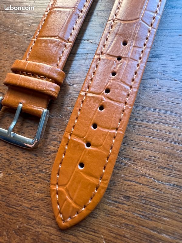 BRACELET MONTRE CUIR marron grain alligator 18mm EUR 19