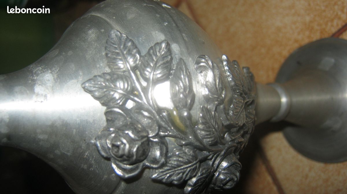 Soliflore etain decor fleur (image 2)