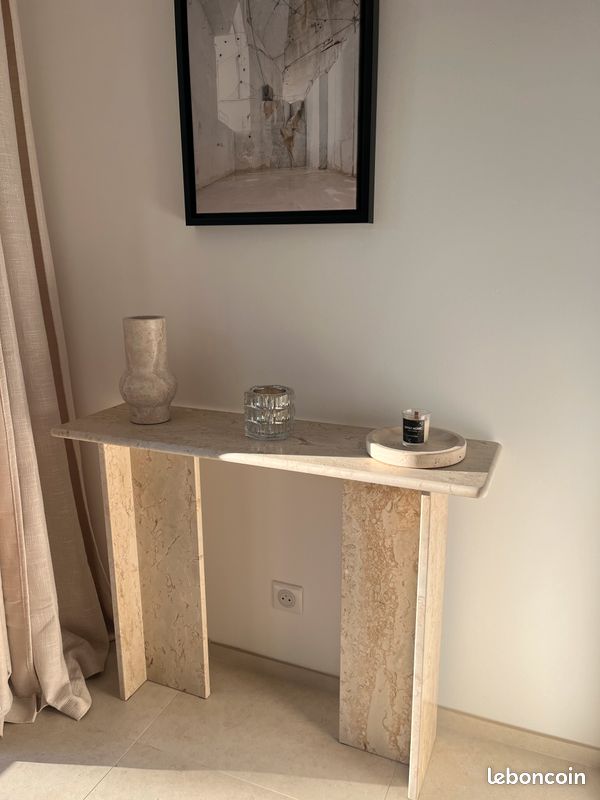 Console en marbre pierre de david beige style travertin (image 3)