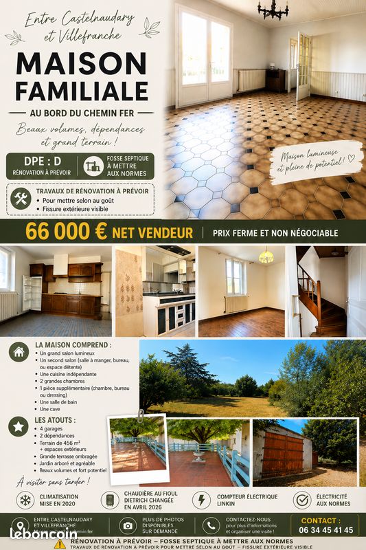 Maison 3 pièces 89 m² · à Castelnaudary · 89 m² · 66 000 €