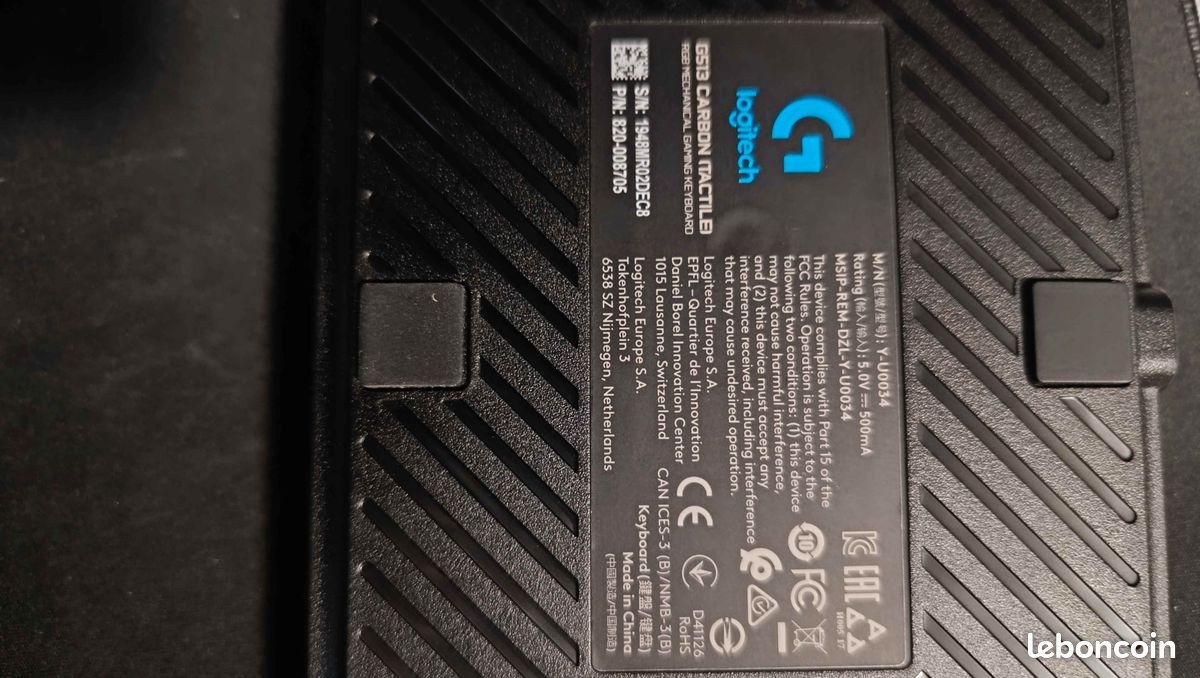 Clavier mécanique Logitech G513 Carbon – POUR PIÈCES OU À RÉPARER (image 3)