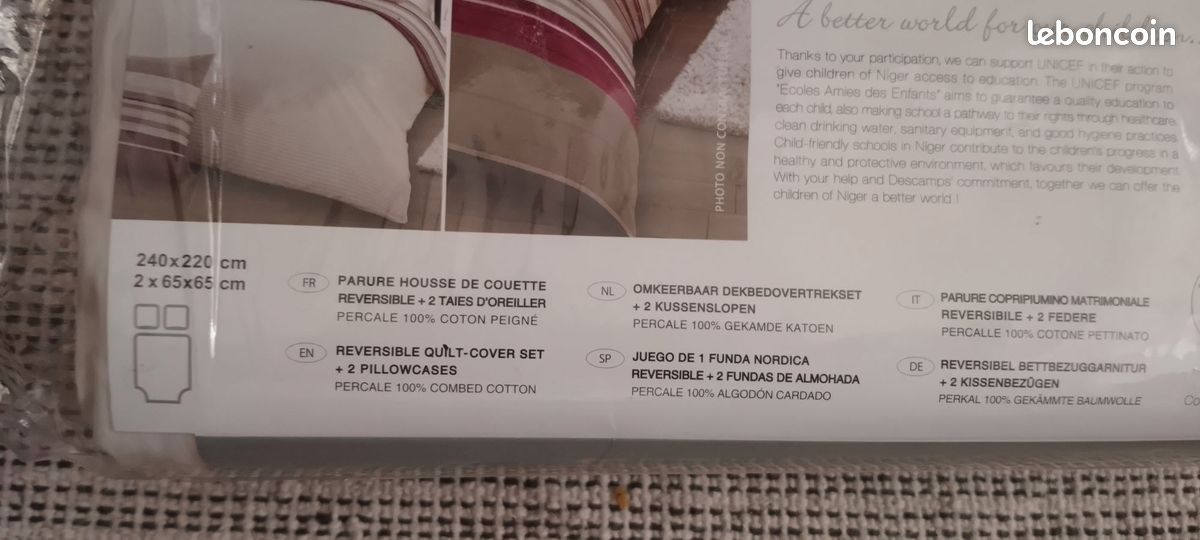Housse de couette 2 pers Descamps neuve (image 2)