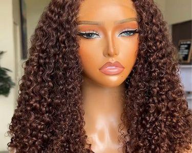 Perruque Afro Bouclée Courte 15cm - Cheveux Humains Naturels Brun - Femme - Neuf Sans étiquettes