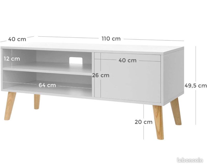 Meuble télé blanc scandinave (image 2)