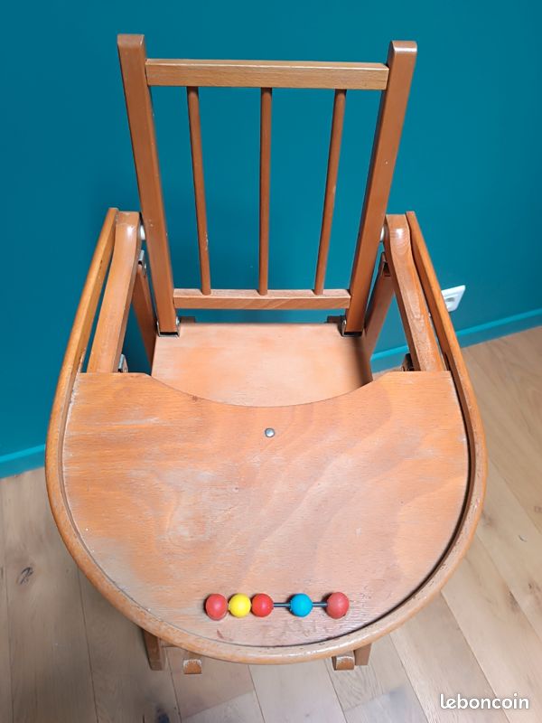 Chaise haute pliante en bois vintage (image 3)