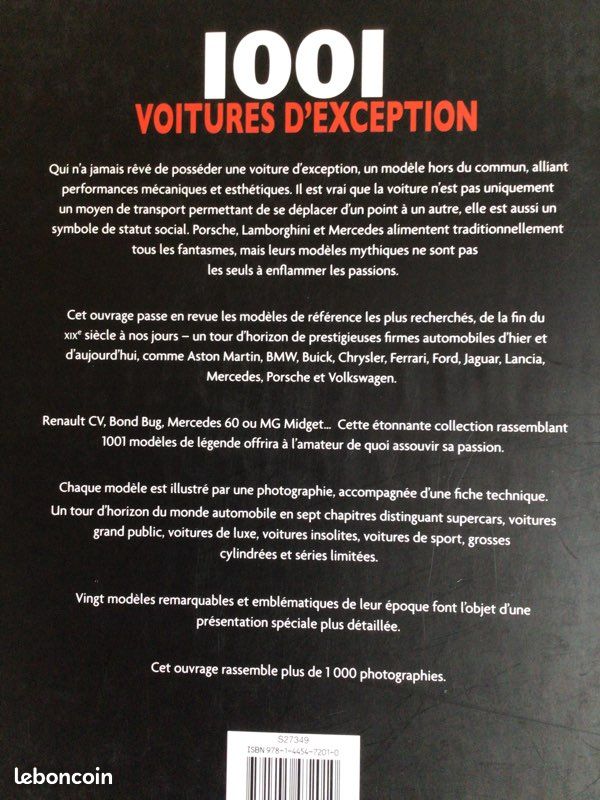 LIVRE 1001 VOITURES D’EXCEPTION (cy51) (image 2)