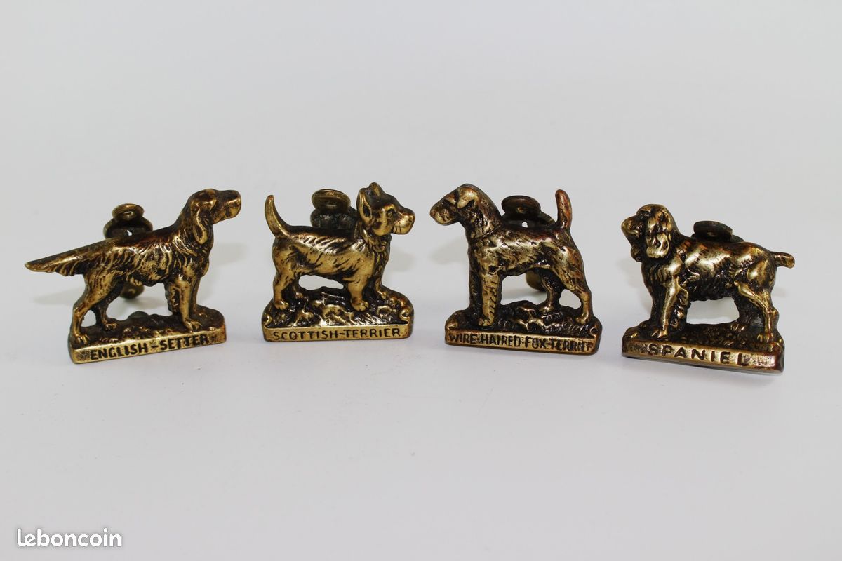 Heurtoir de porte chiens en bronze ou laiton doré (image 12)