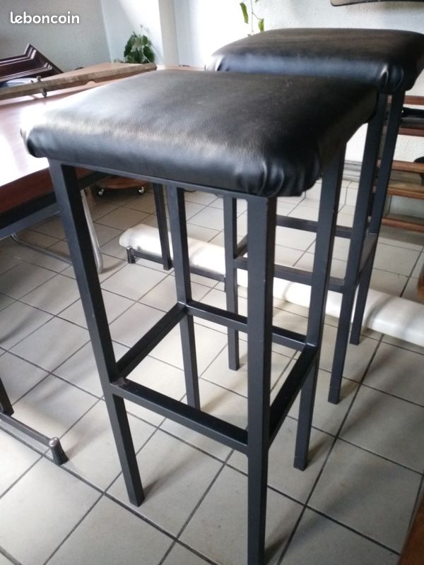 5 Tabourets Acier noir mat (artisanal années 70) (image 1)