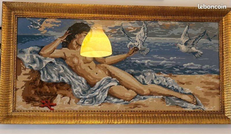 ANCIEN CADRE , Abécédaire , Broderie Canevas ... Bon Voyage EUR 40,00
