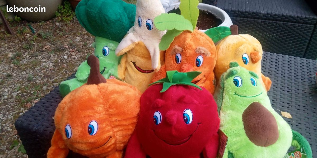 Lots 7 peluches fruits et légumes (image 1)