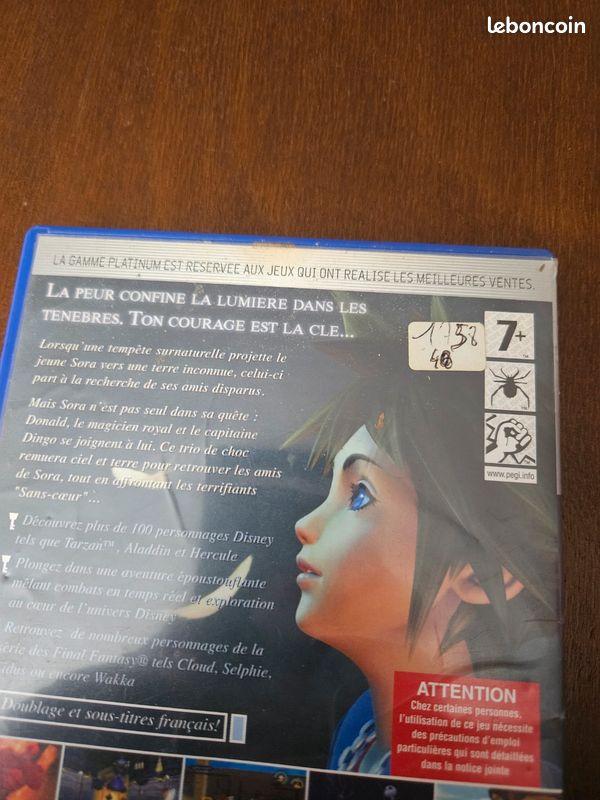 Jeu PS2 Kingdom Hearts II - Édition Platinum, Sans Notice, Boîte Abîmée - État Correct