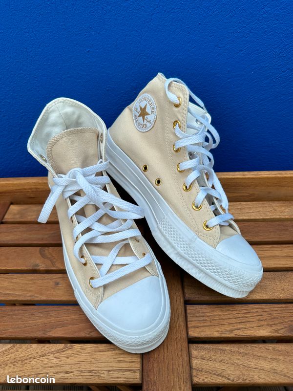 Converse Blanche Converse Dore Plateforme Souliers Plateforme